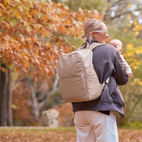 Multitasker Nappy Backpack - Oat Vegan Leather - OIOI