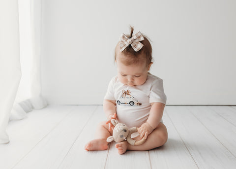 Bodysuits - Eggnog Trim - Beetle Bow - Child of Mine DISCOUNTED