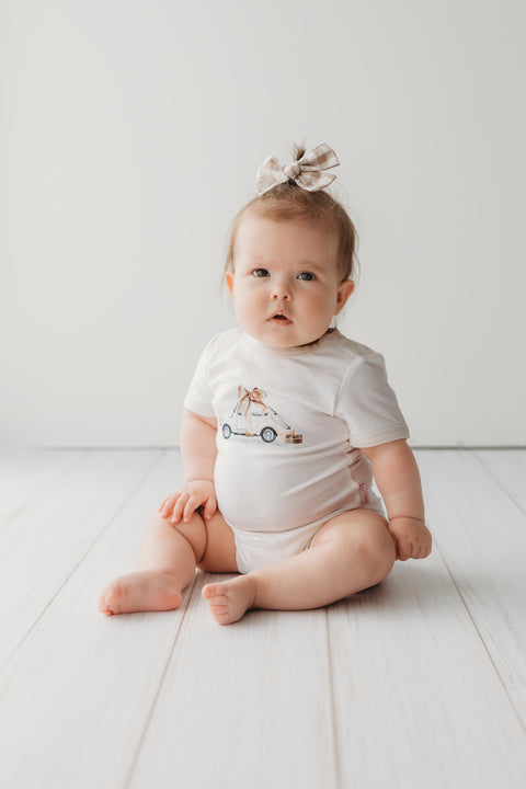 Bodysuits - Eggnog Trim - Beetle Bow - Child of Mine DISCOUNTED