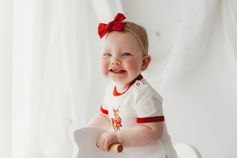 Bodysuit- Scarlet Trim - Baby Deer - Child of Mine - DISCOUNTED