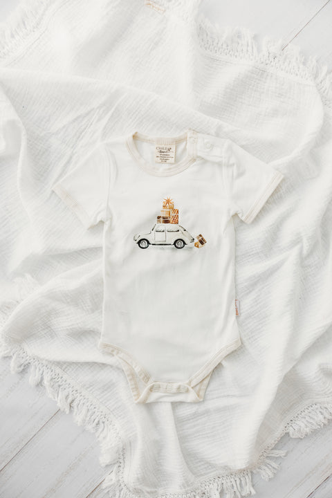 Bodysuits - Eggnog Trim - Beetle Bow - Child of Mine DISCOUNTED