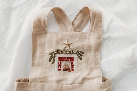 Embroidered Linen - Oak - Overalls - Child of Mine DISCOUNTED