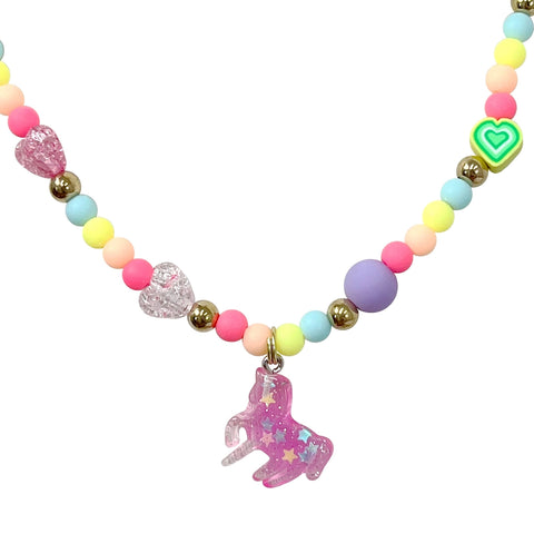 Unicorn Rainbow Necklace & Bracelet Set - Pink Poppy