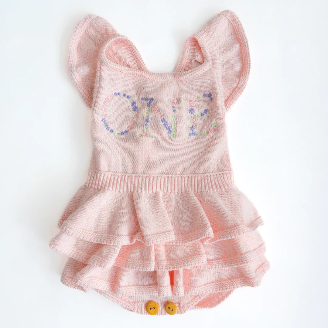 Birthday Frill Romper - Blush - Kute Cuddles