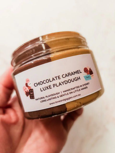 Chocolate Caramel Luxe Playdough - Love and Giggles