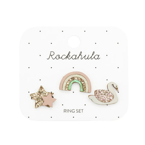 Enchanted Rainbow and Swan Ring Set - Rockahula Kids