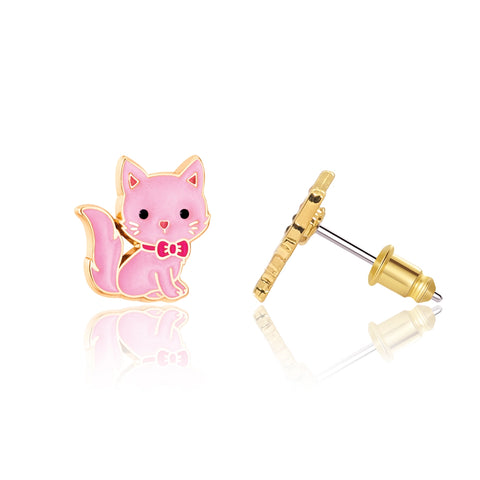 Pink Kitty Cutie Stud Earrings - Girl Nation