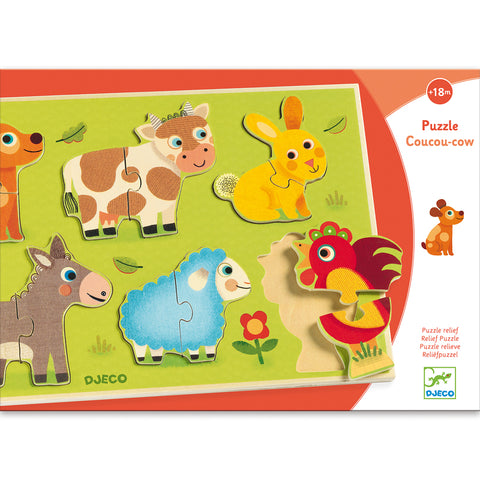 Wooden Farm Animal Puzzle - 12 piece - Djeco