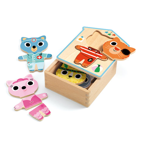 Animal Dressup Mix Wooden Puzzle Set - Djeco