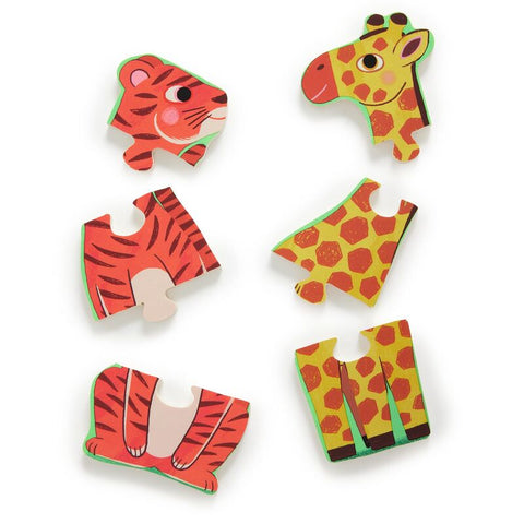 Wooden African Animal Puzzle - 12 piece - Djeco