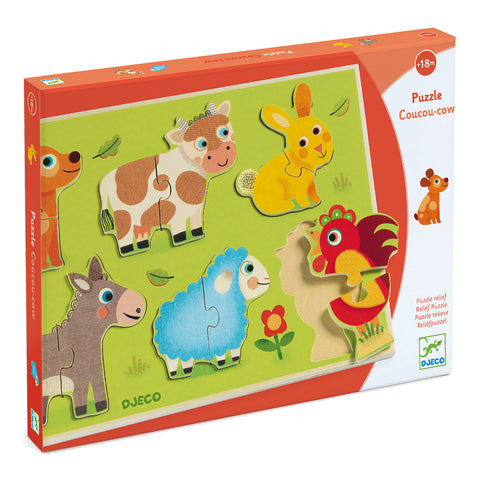 Wooden Farm Animal Puzzle - 12 piece - Djeco