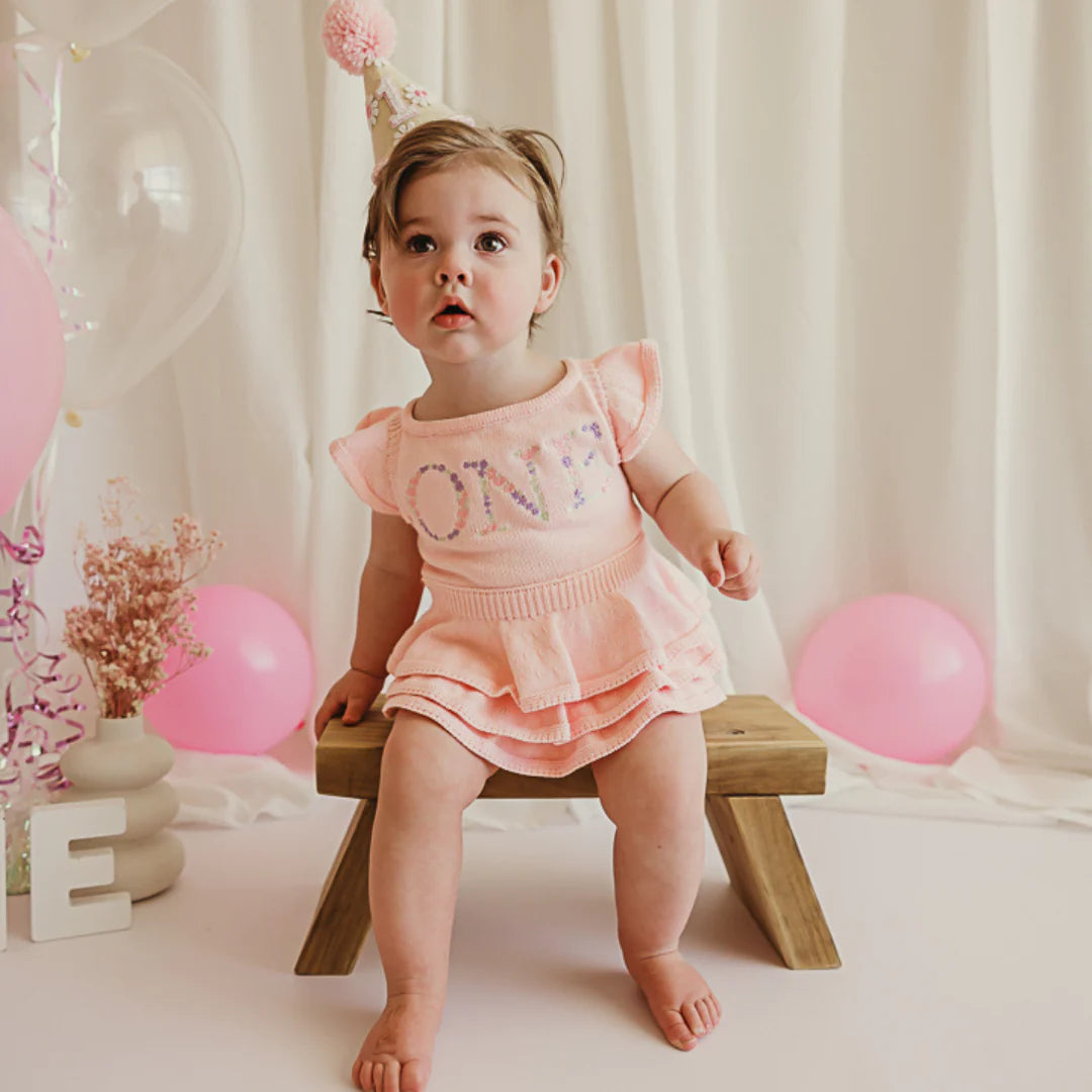 Birthday Frill Romper - Blush - Kute Cuddles