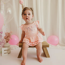 Birthday Frill Romper - Blush - Kute Cuddles