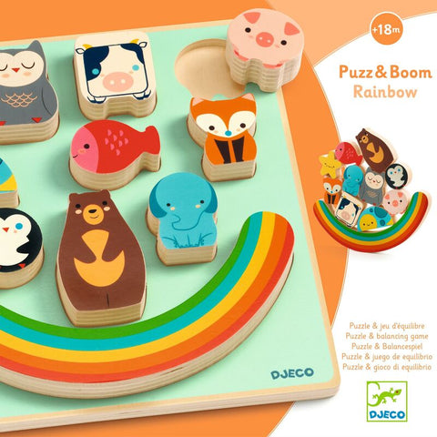 Puzz & Boom Rainbow Wooden Balancing Puzzle - Djeco