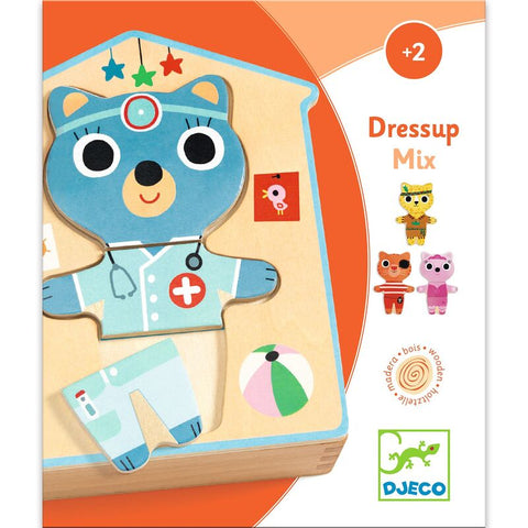 Animal Dressup Mix Wooden Puzzle Set - Djeco