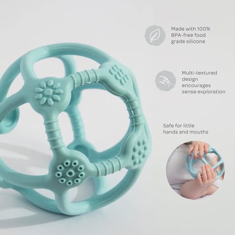 Silicone Teething Ball - Light Blue - Living Textiles