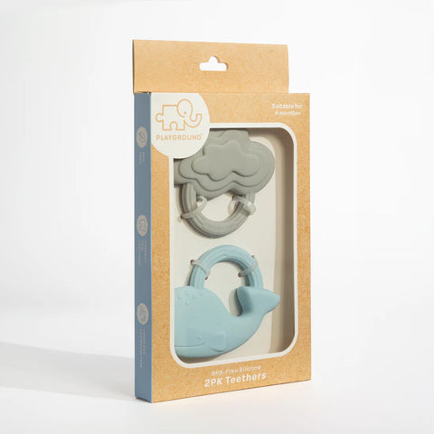 Silicone Teether - Whale & Cloud - 2pk - Living Textiles