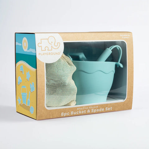 Silicone 8 piece Bucket & Spade Set - Light Blue - Living Textiles