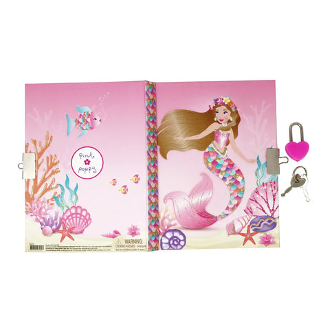 Enchanted Mermaid Lockable Notebook - Pink Poppy