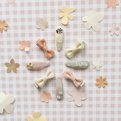 Flora Linen Mini Bow Clips - Rockahula Kids