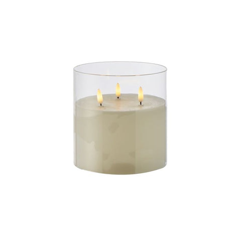 Glass Triflame Candle Clear - Medium - IS GIFT DISCOUNTED