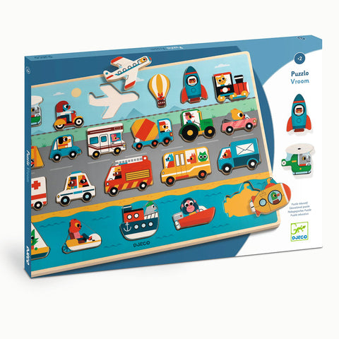 22 Piece Transport Wooden Puzzle - Djeco