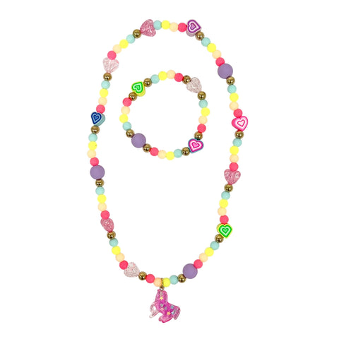 Unicorn Rainbow Necklace & Bracelet Set - Pink Poppy