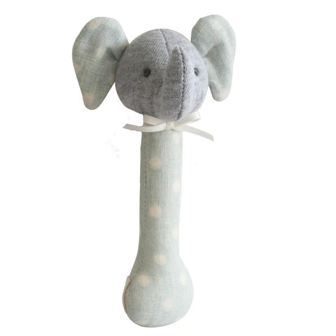 Elephant Stick Rattle Linen - Duck Egg Blue - Alimrose