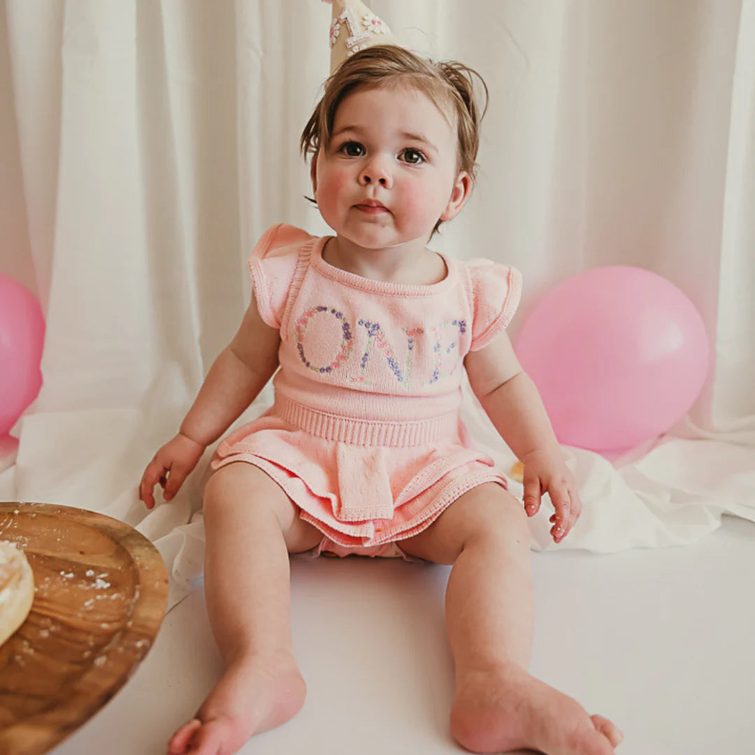 Birthday Frill Romper - Blush - Kute Cuddles