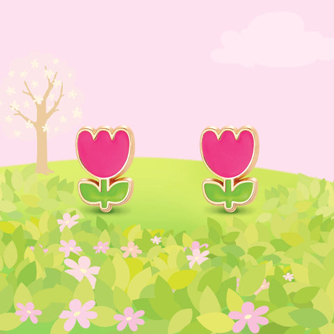 Tiny Tulip Cutie Stud Earrings - Girl Nation