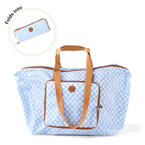 Fold-Up Tote - Blue Check - OIOI