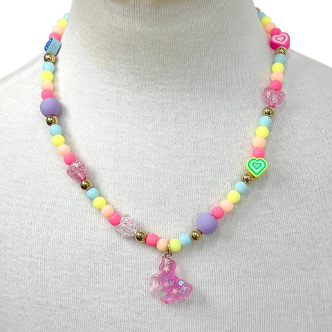 Unicorn Rainbow Necklace & Bracelet Set - Pink Poppy