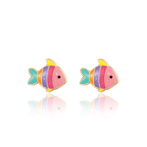 Glitter Rainbow Fish Cutie Stud Earrings - Girl Nation