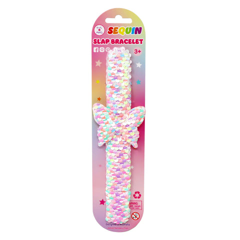 Butterfly Sequin Slap Bracelet - Pink Poppy