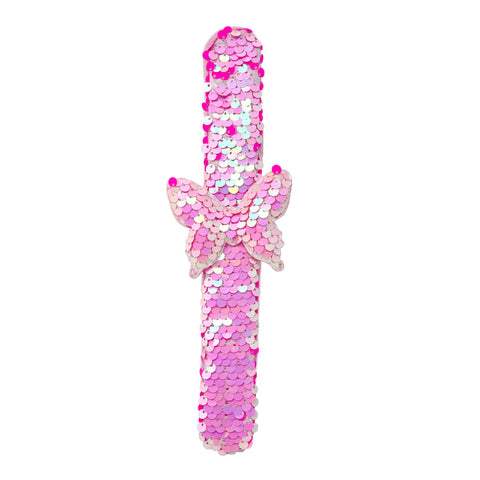 Butterfly Sequin Slap Bracelet - Pink Poppy