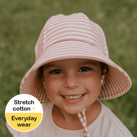 Kids Ponytail Bucket Sun Hat - Pink Stripe - Bedhead