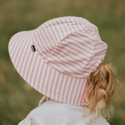 Kids Ponytail Bucket Sun Hat - Pink Stripe - Bedhead