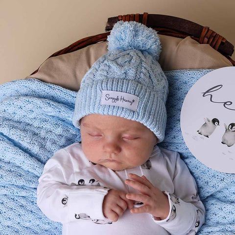 Baby Blue Organic Knit Beanie - Snuggle Hunny