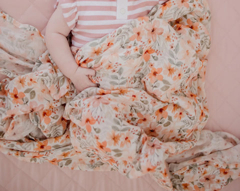 Bamboo Cotton Muslin Swaddle Wrap | Bloom - Bambella Designs