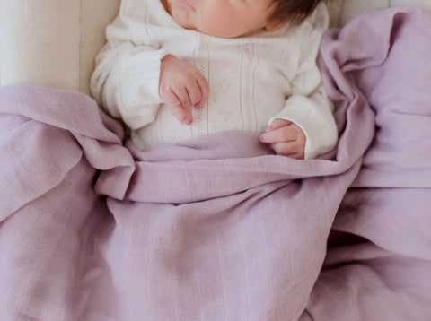 Bamboo Cotton Muslin Swaddle Wrap | Dusty Lilac - Bambella Designs