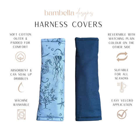 Harness Covers Quilted | Under the Sea - Bambella Designs