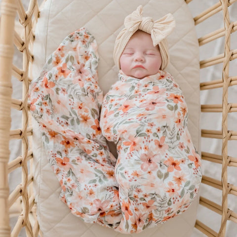 Bamboo Cotton Muslin Swaddle Wrap | Bloom - Bambella Designs