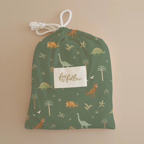 Dinos Organic Fitted Cot Sheet - Fox & Fallow
