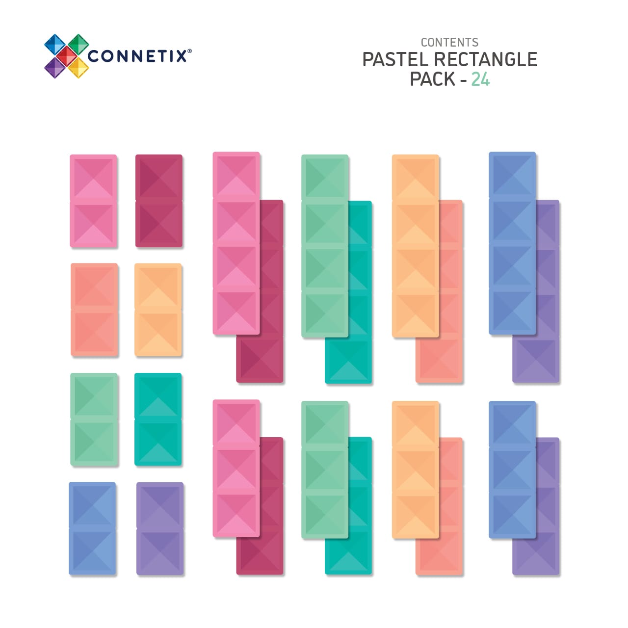 Pastel Rectangle Pack 24 pc - Connetix