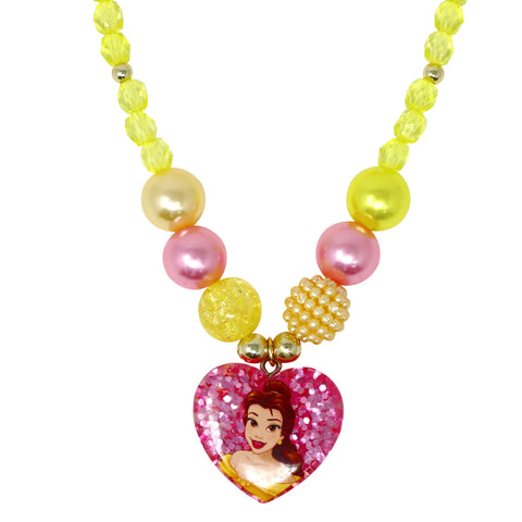 Disney Princess Belle Pendant Stretch Beaded Necklace & Bracelet Set - Pink Poppy