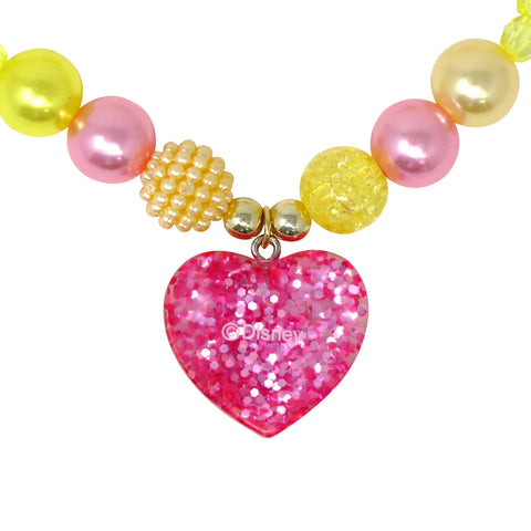 Disney Princess Belle Pendant Stretch Beaded Necklace & Bracelet Set - Pink Poppy