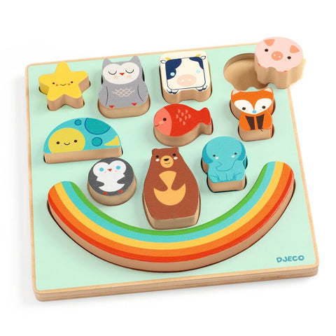 Puzz & Boom Rainbow Wooden Balancing Puzzle - Djeco