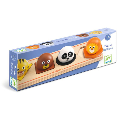 Animal Ball'n'Co Large Button Wooden Puzzle - Djeco