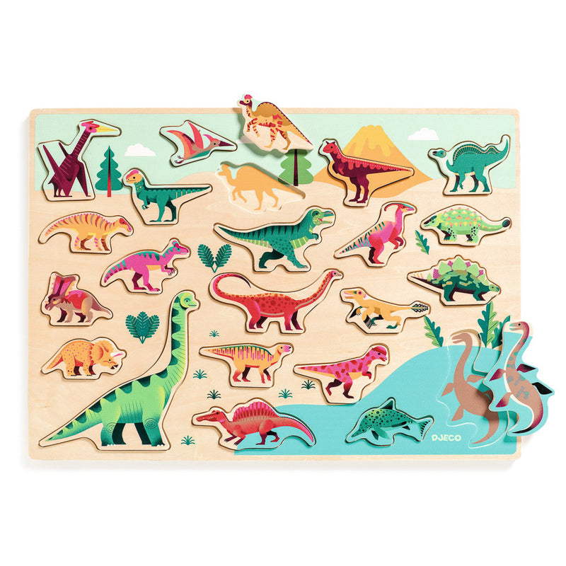 22 Piece Dinosaur Wooden Puzzle- Djeco