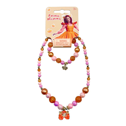 Emma Memma Necklace and Bracelet Set - Pink Poppy